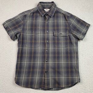 Taylor Stitch Shirt Men's Size 38 Gray Plaid Short Sleeve Thick Button Up Shirt